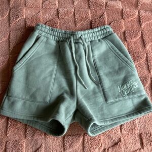 Happy Camper Puff Series Sweat Shorts in Dusty Olive